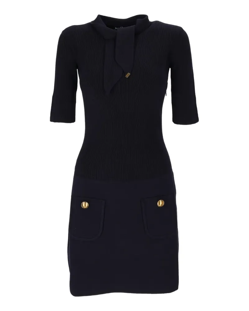 Elisabetta Franchi bow-detail buttoned mini dress - Blau Blau