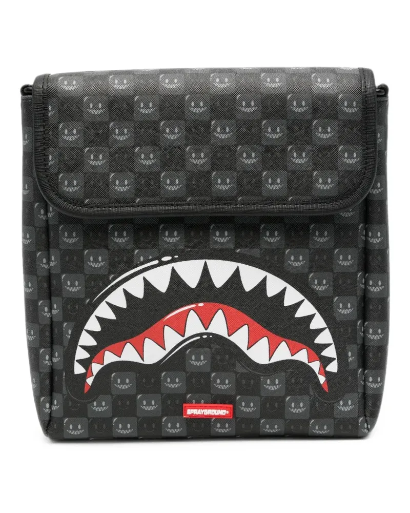 Sprayground Shark Mouth checkered messnger bag - Schwarz Schwarz