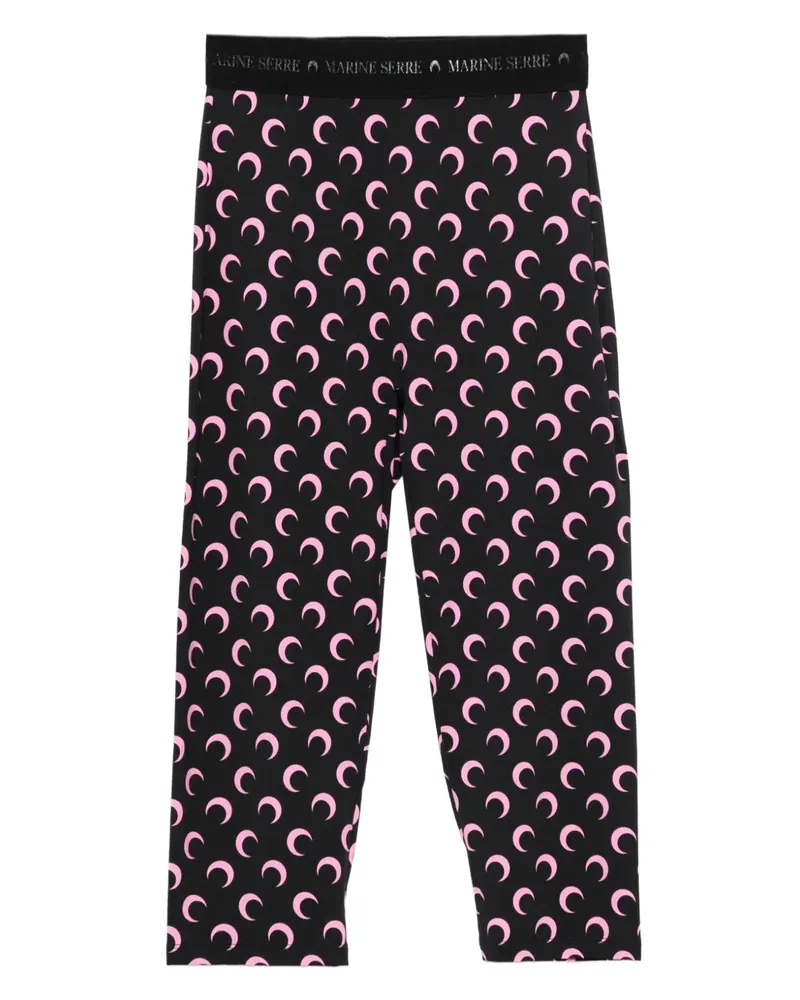 Marine Serre Shorts mit Capri Moon-Print - Schwarz Schwarz