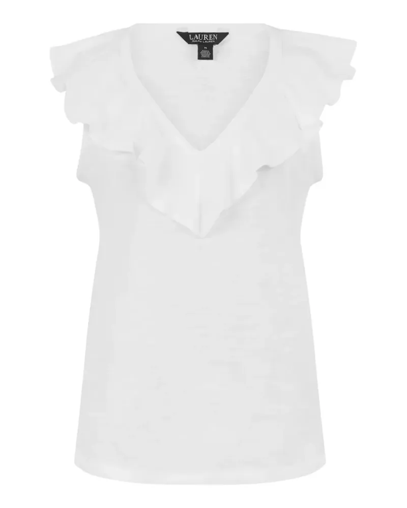 Ralph Lauren ruffled V-neck T-shirt - Weiß Weiß