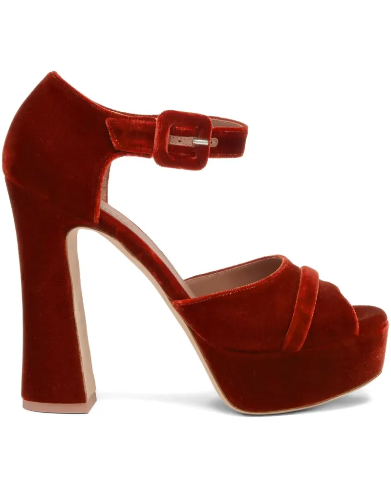 Malone Souliers Plateau-Sandalen aus Samt mit Yuri-Schnalle 125mm - Orange Orange