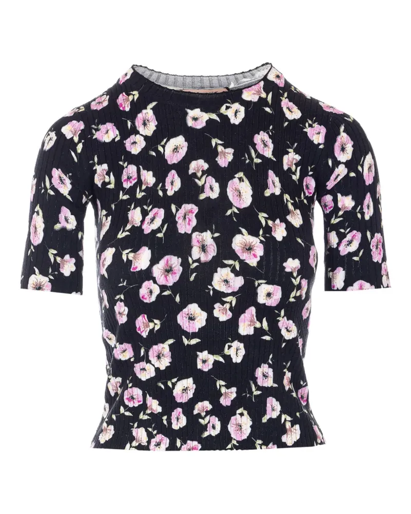 Twin-Set floral crew-neck T-shirt - Schwarz Schwarz