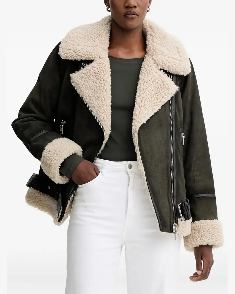 Marc O'Polo faux-shearling biker jacket - Grün Grün