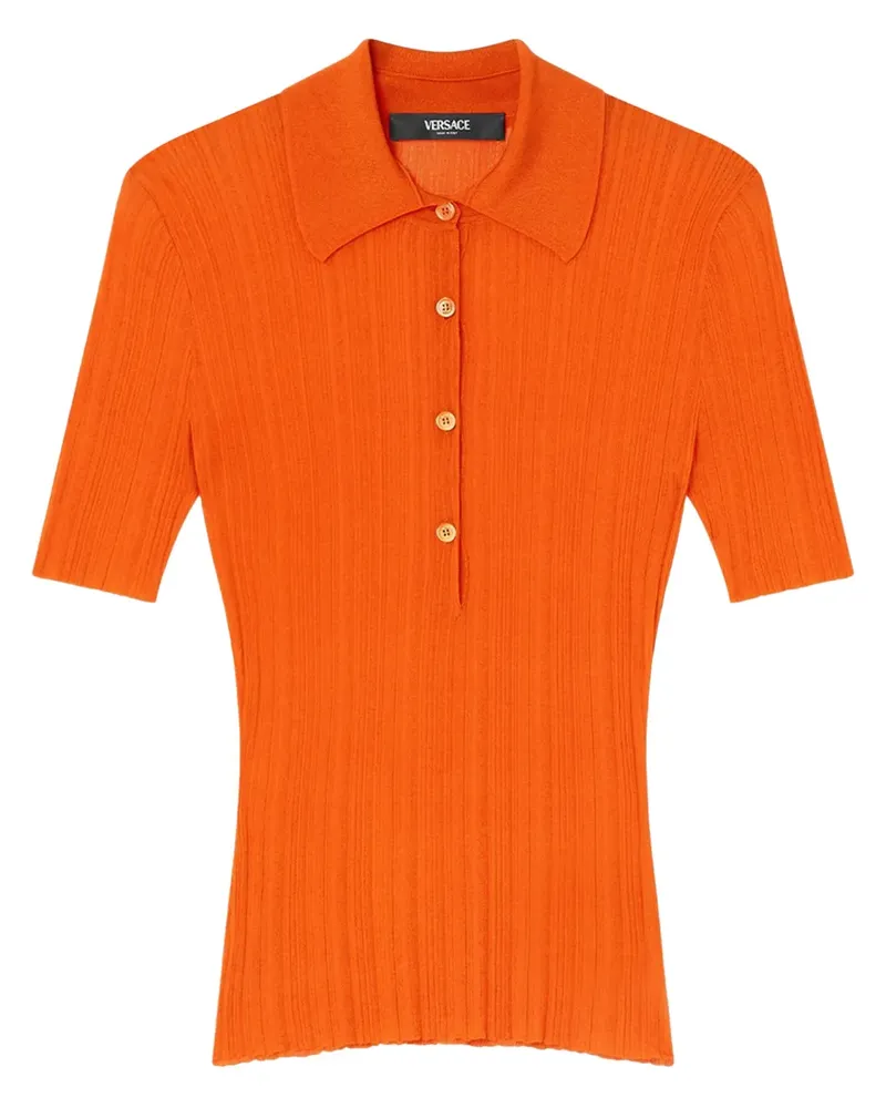 Versace Poloshirt aus geripptem Strick - Orange Orange