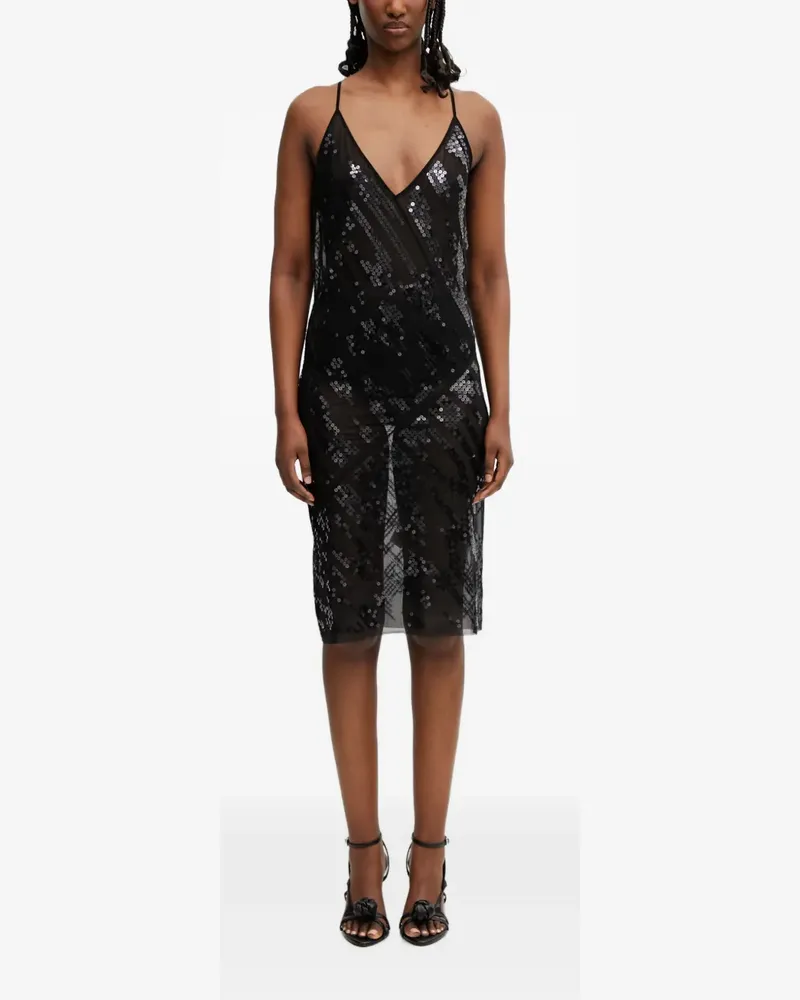 Rick Owens Lilies sequin-embellished semi-sheer midi dress - Schwarz Schwarz