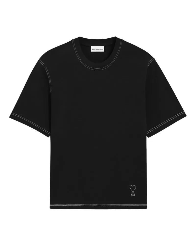 AMI Paris Ami de Coeur T-Shirt mit Logo-Stickerei - Schwarz Schwarz