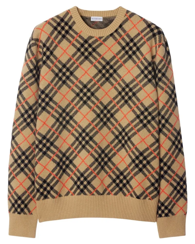 Burberry Kaschmirpullover mit Check - Nude Nude