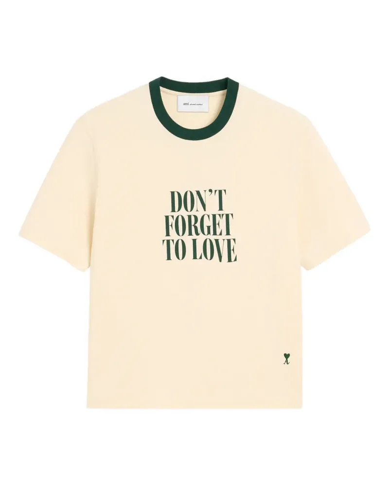 AMI Paris T-Shirt aus Baumwolle mit Don't Forget To Love-Print - Nude Nude