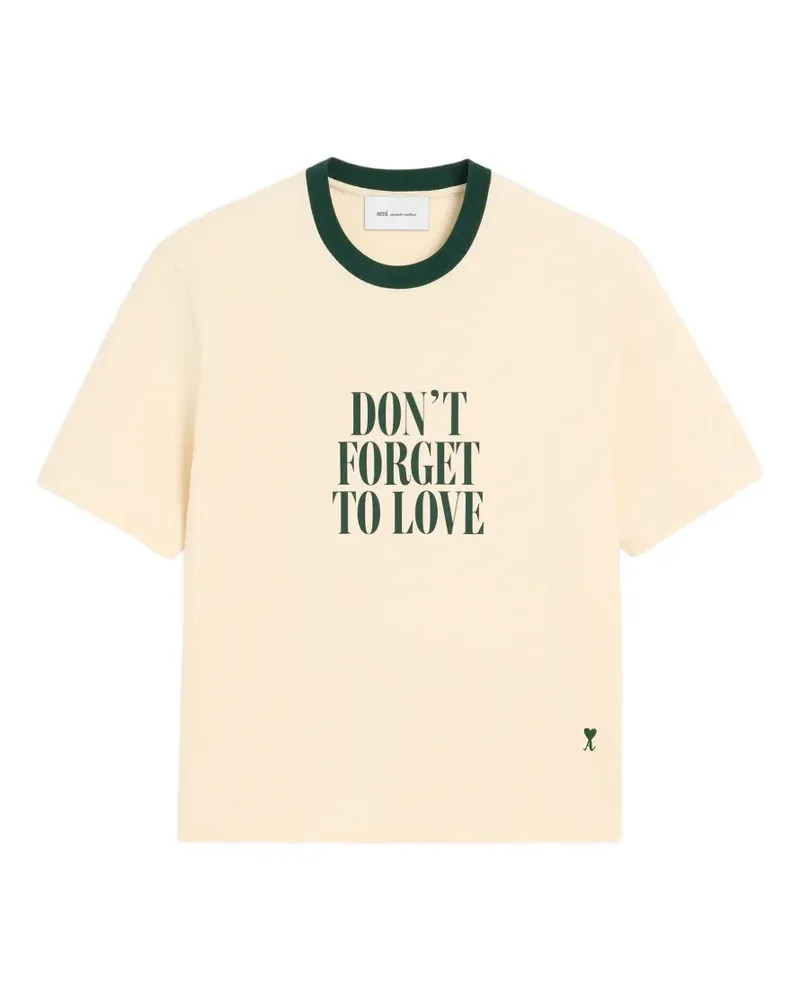 AMI Paris T-Shirt aus Baumwolle mit Don't Forget To Love-Print - Nude Nude