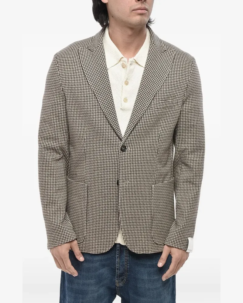 Paolo Pecora Milano houndstooth single-breasted blazer - Braun Braun