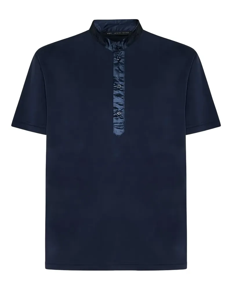 Low Brand T-Shirt mit Mandarinkragen - Blau Blau