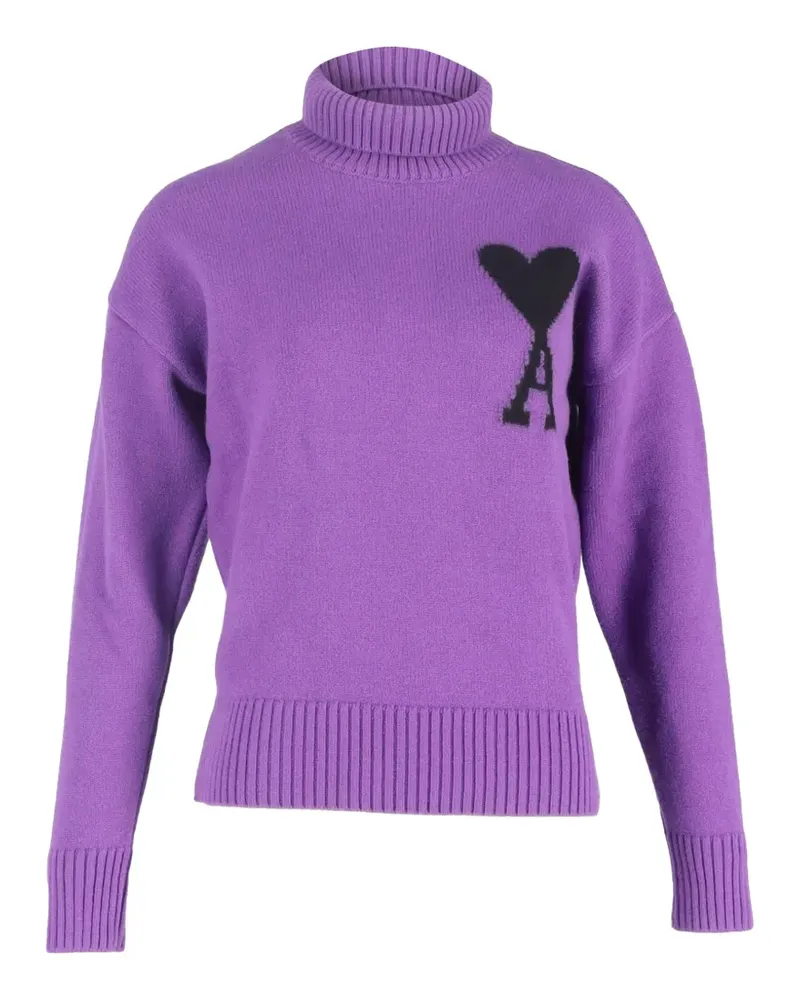 AMI Paris Rollkragenpullover mit Stickerei - Violett Violett