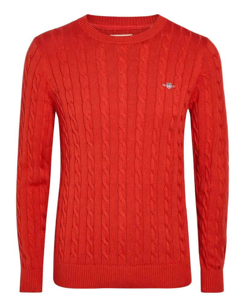 Gant cable-knit logo-embroidered sweater - Rot Rot