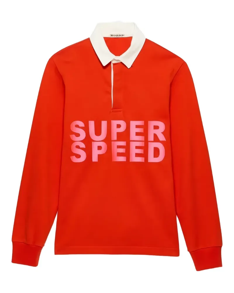 J.W.Anderson long-sleeve contrast polo shirt - Rot Rot
