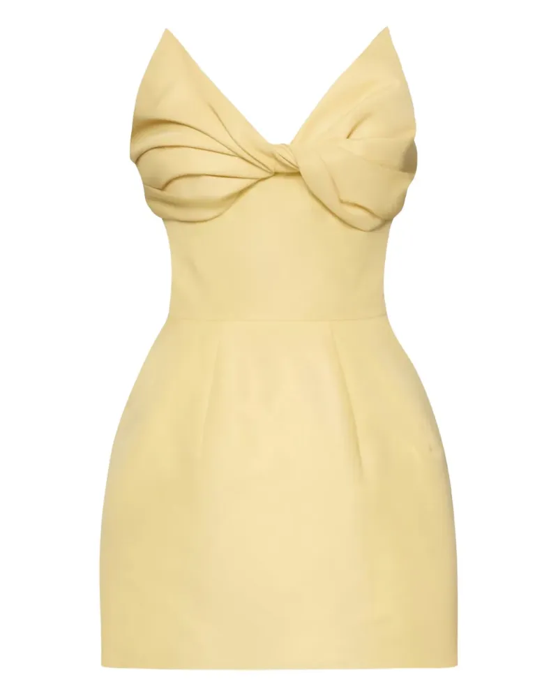 Oscar de la Renta Faille-Cocktailkleid mit Schleifendetail - Gelb Gelb