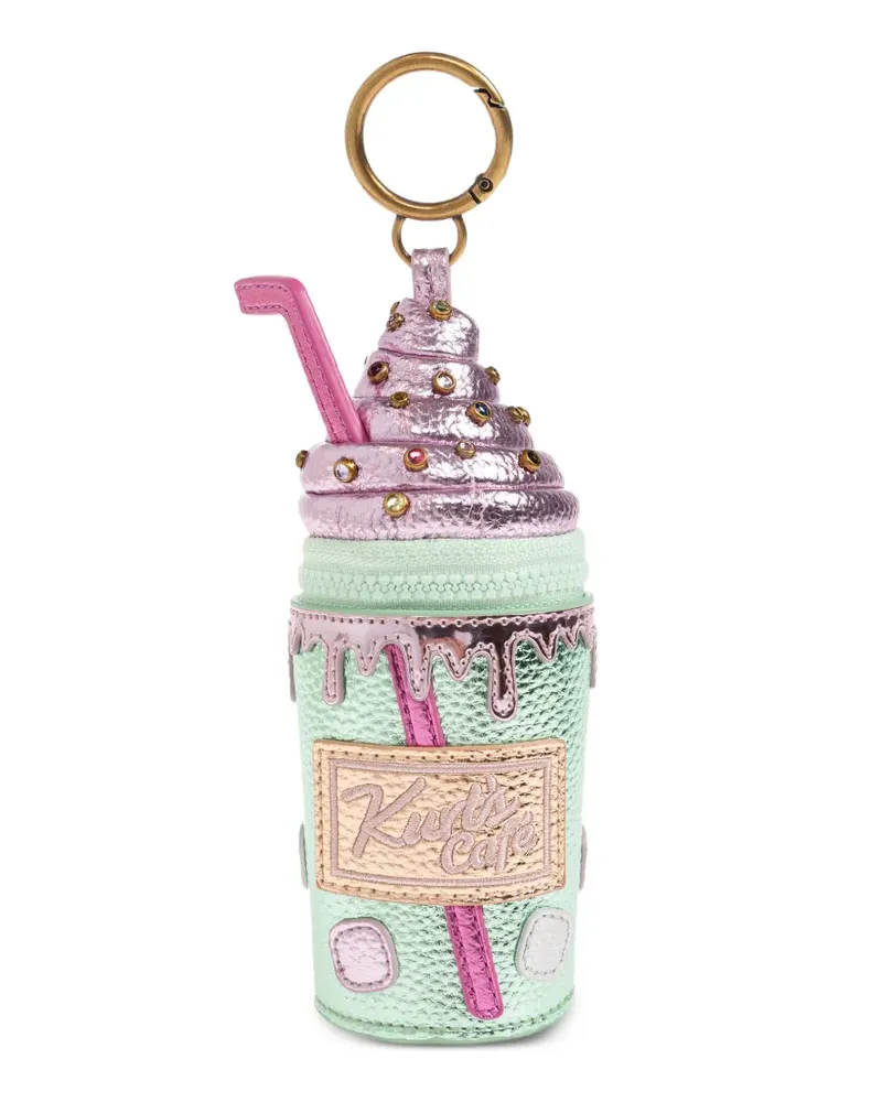Kurt Geiger crystal-embellished pouch key ring - Grün Grün