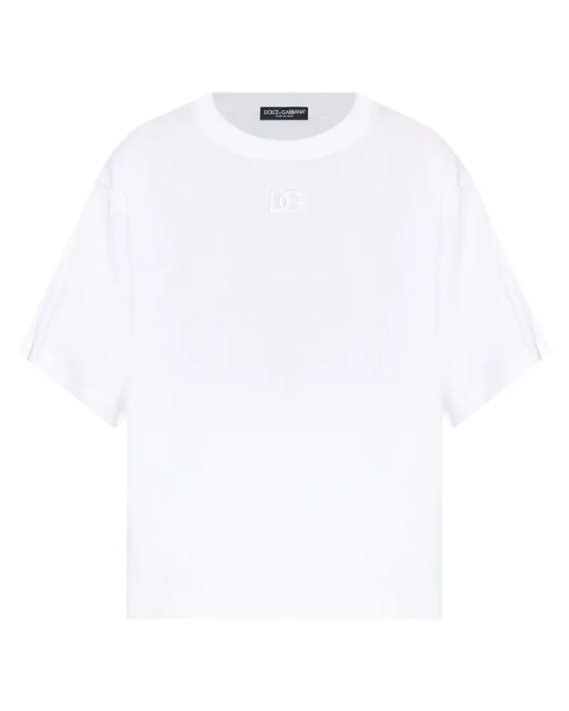 Dolce & Gabbana T-Shirt mit Logo-Stickerei - Weiß Weiß