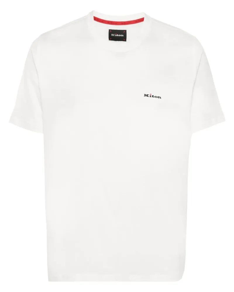 Kiton T-Shirt mit Logo-Stickerei Weiß