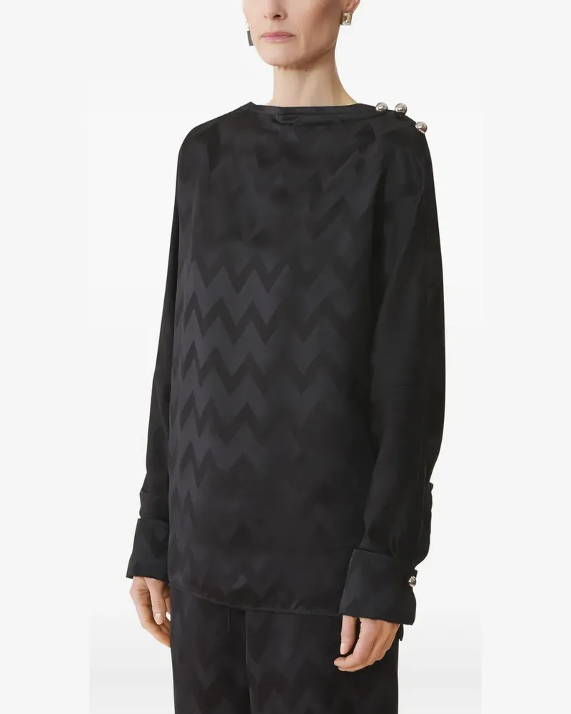 Lanvin Geknöpfte Bluse mit Zickzackmuster - Schwarz Schwarz