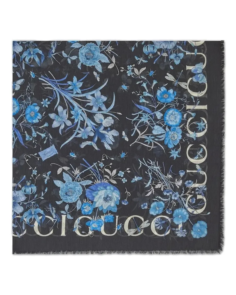 Gucci Schal mit Blumen-Print - Blau Blau