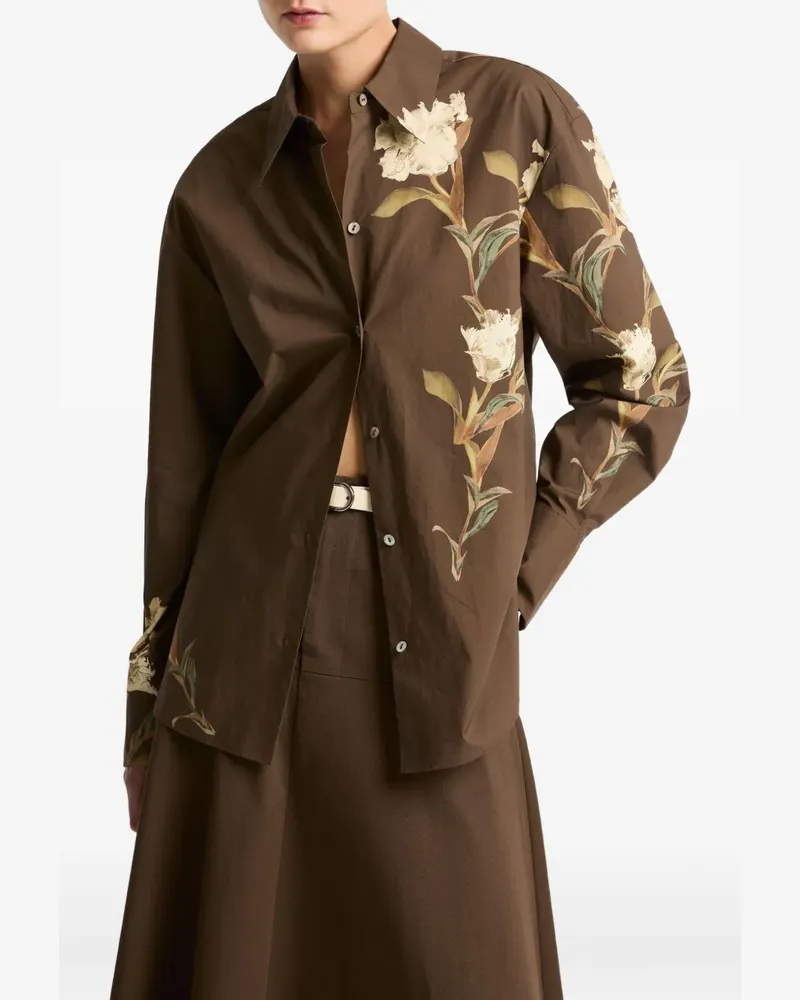 Vince Hemd mit Blumen-Print - Braun Braun