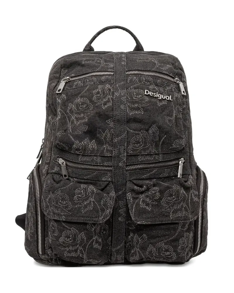 Desigual floral-pattern zip-pocket backpack - Schwarz Schwarz