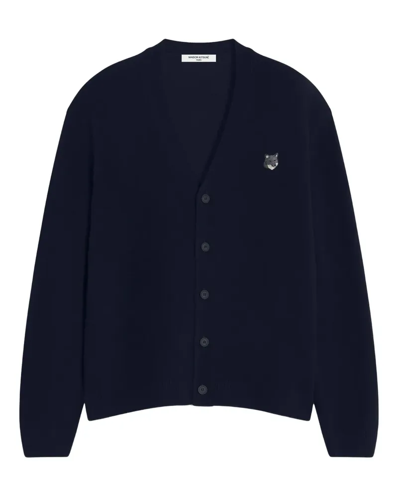 Kitsuné Cardigan mit Fox Head-Stickerei - Blau Blau