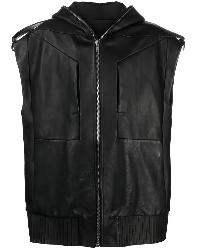 Rick Owens Ärmellose Lido Lederjacke - Schwarz Schwarz