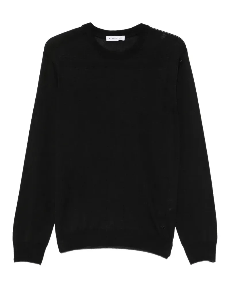 Manuel Ritz Rundhals-Pullover mit Kontrastnaht - Schwarz Schwarz
