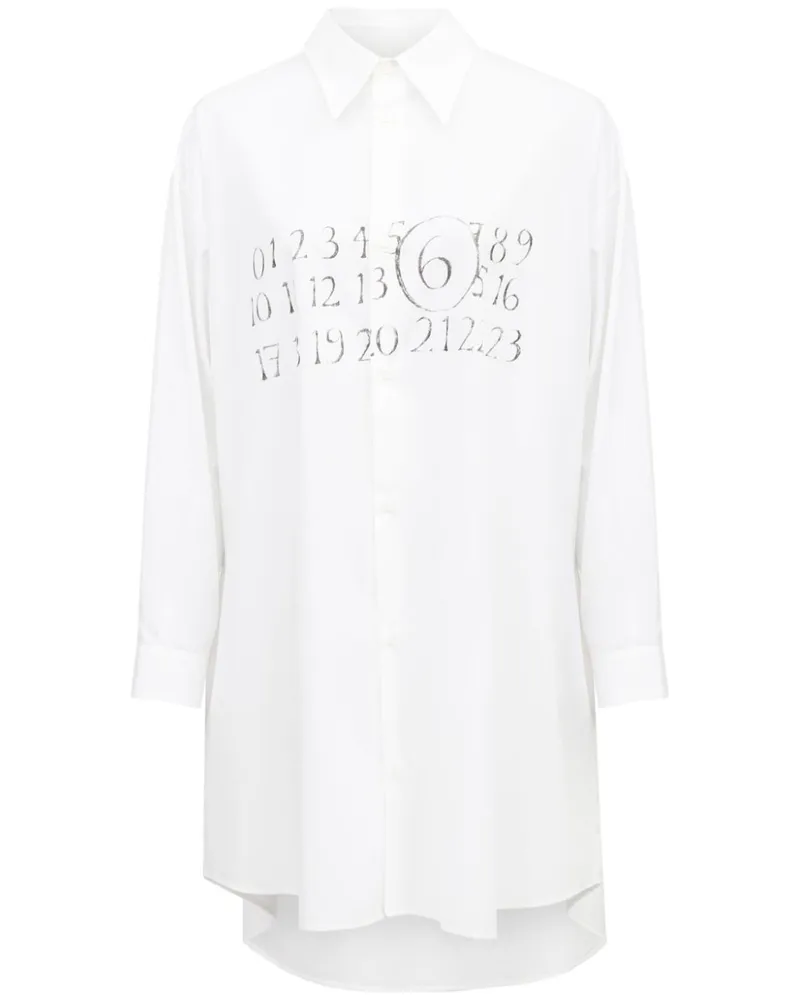 Maison Margiela Hemdkleid mit ikonischem Nummern-Motiv - Weiß Weiß