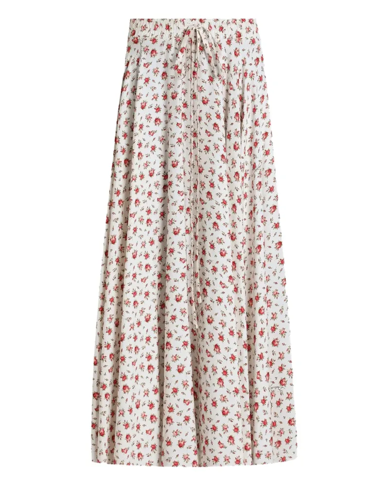 Dolce & Gabbana Blumenrock mit Kordelzug - Weiß Weiß