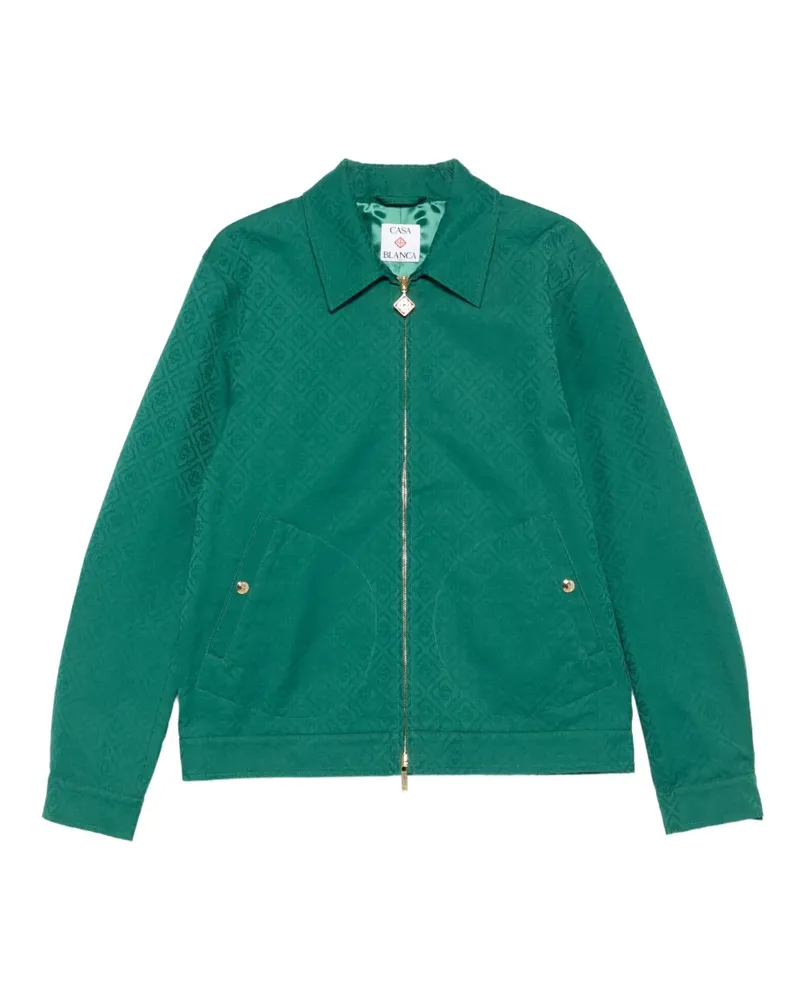 Casablanca Paris Reißverschluss-Hemdjacke aus Monogramm-Jacquard - Grün Grün