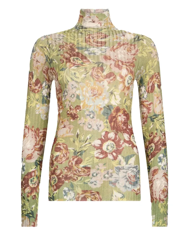 Liu Jo Gerippter Pullover mit Blumen-Print - Grün Grün