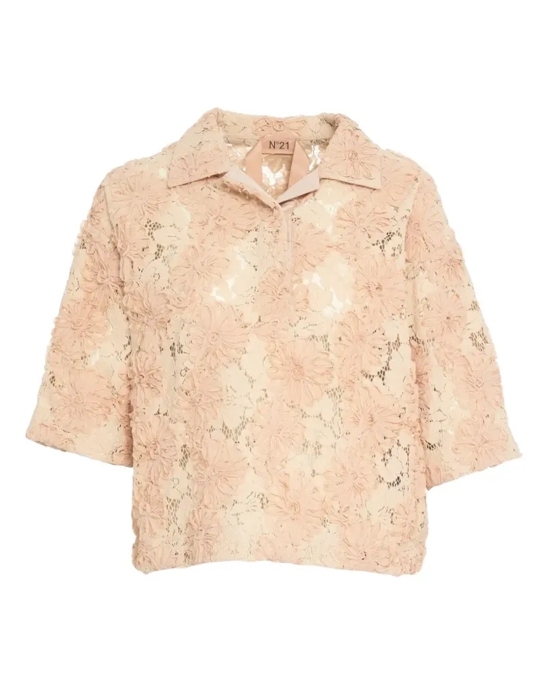N° 21 floral-design polo top - Nude Nude