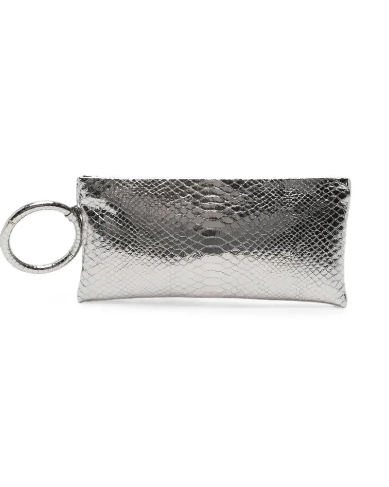 Tom Ford laminated snakeskin-effect clutch bag - Silber Silber