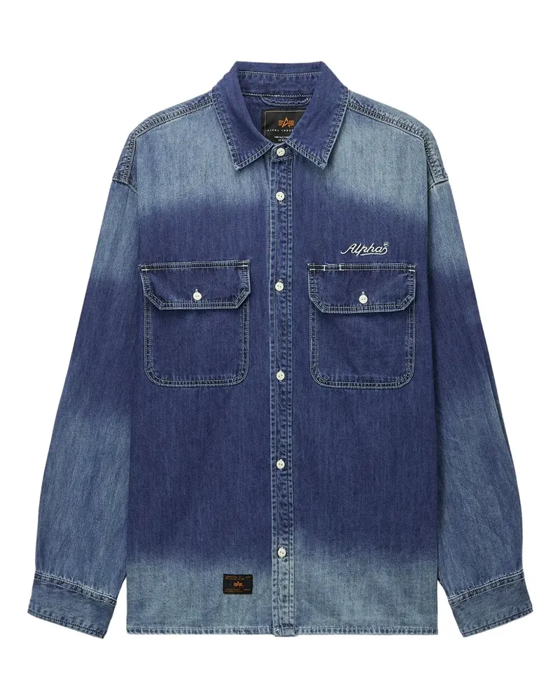 Alpha Industries Jeanshemd mit Ombré-Effekt - Blau Blau