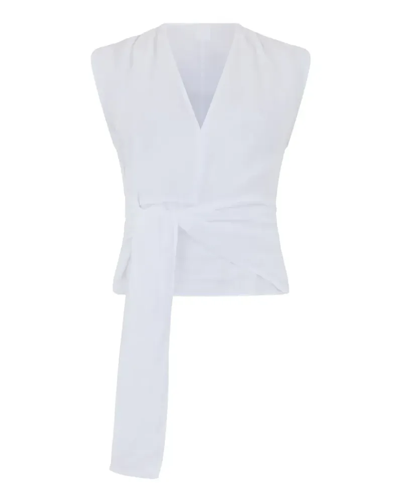 120% Lino V-neck top - Weiß Weiß