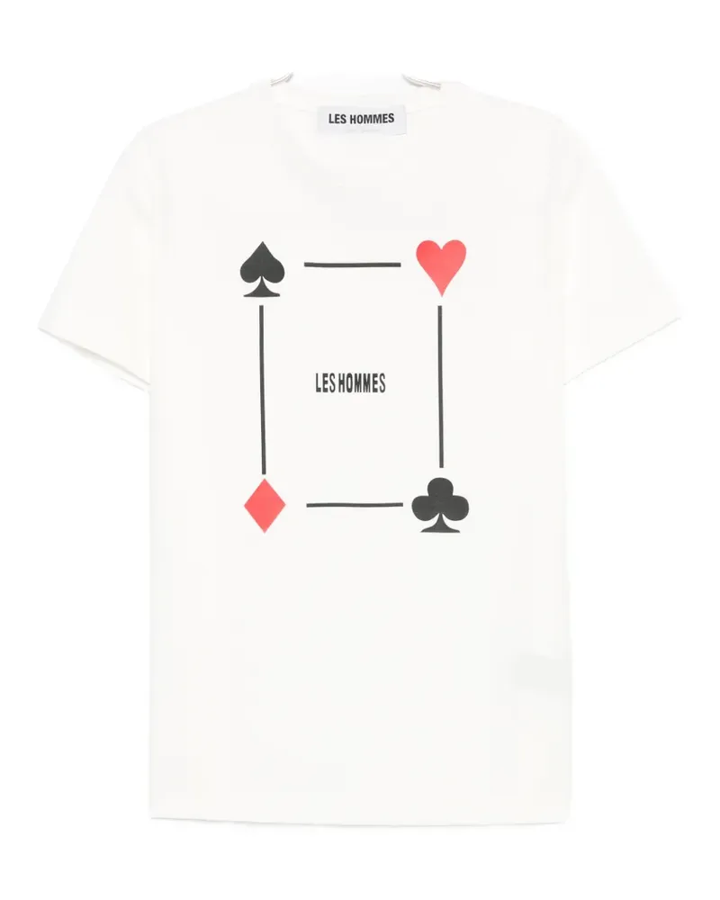 Les Hommes card-print T-shirt - Weiß Weiß