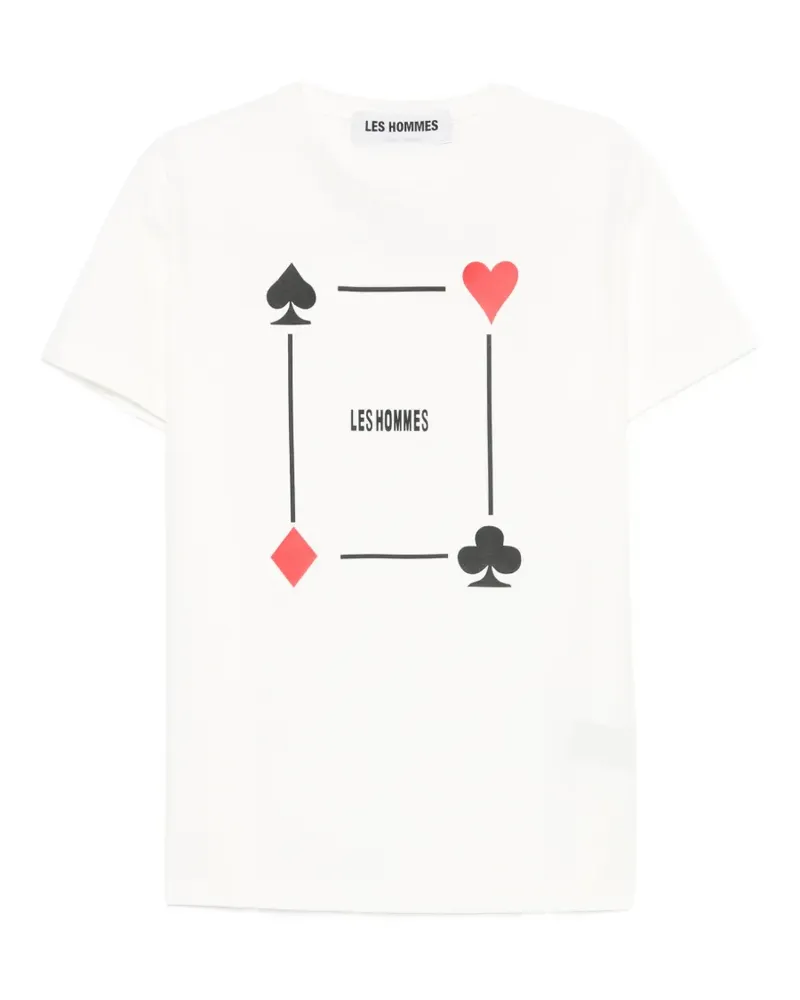 Les Hommes card-print T-shirt - Weiß Weiß