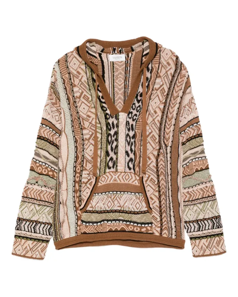 Laneus patterned knitted hoodie - Nude Nude