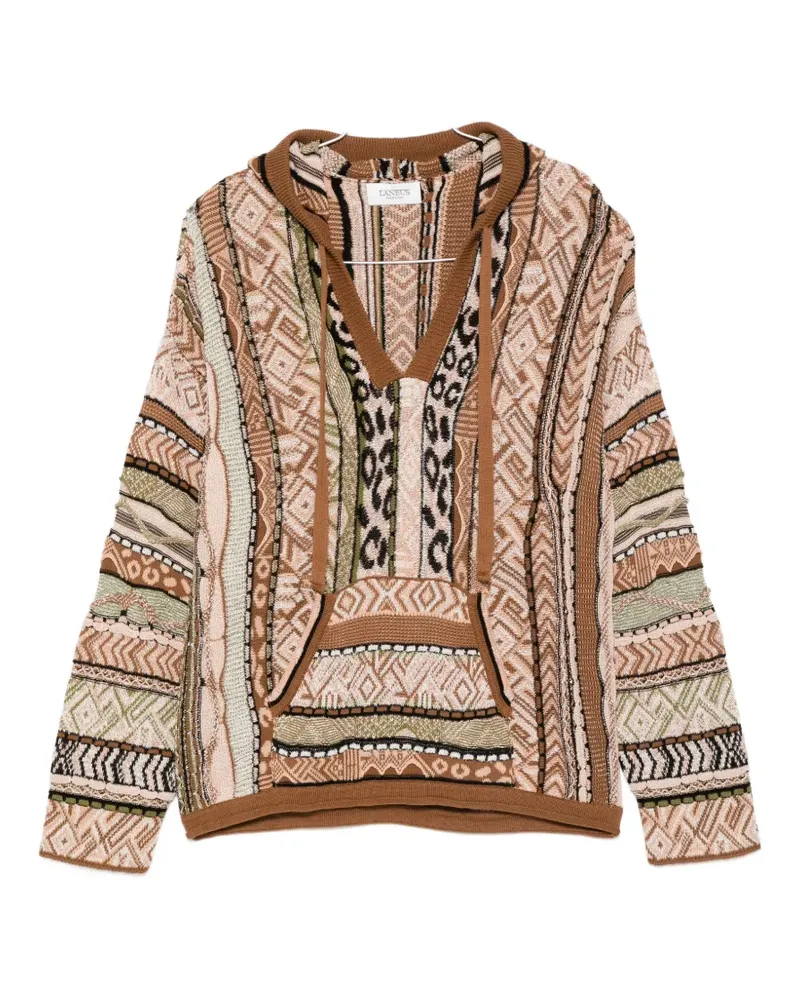 Laneus patterned knitted hoodie - Nude Nude