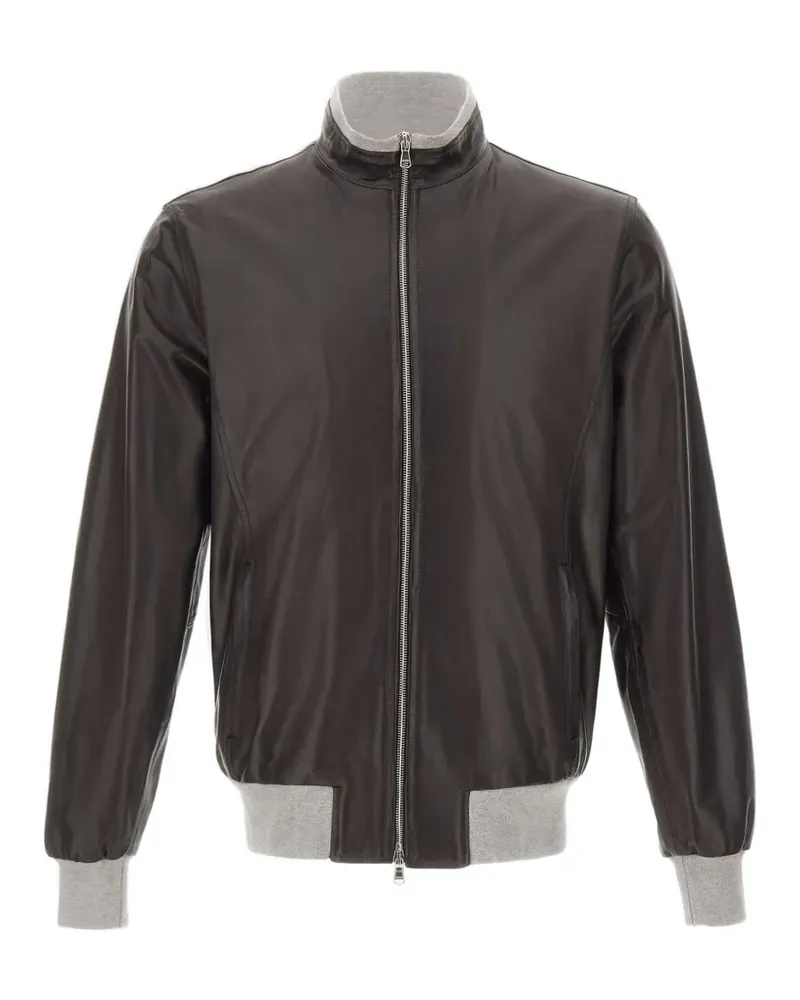 BARBA Fox zip leather jacket - Braun Braun