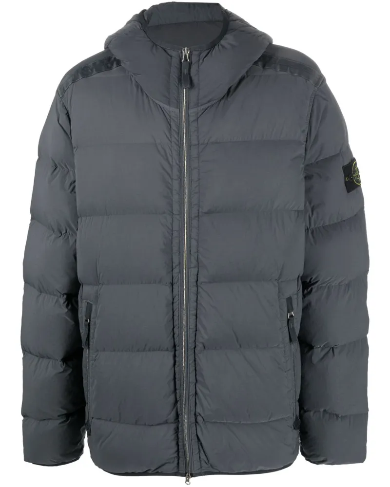 Stone Island Daunenmantel mit Kapuze - Grau Grau