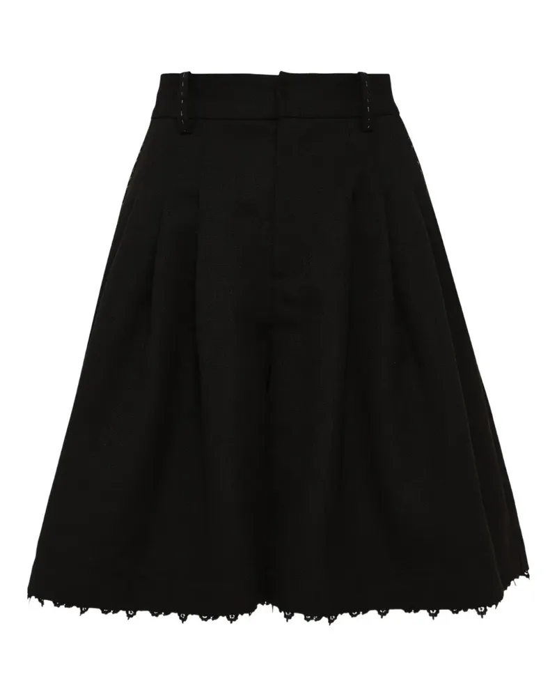 Renli Su pleated lace shorts - Schwarz Schwarz