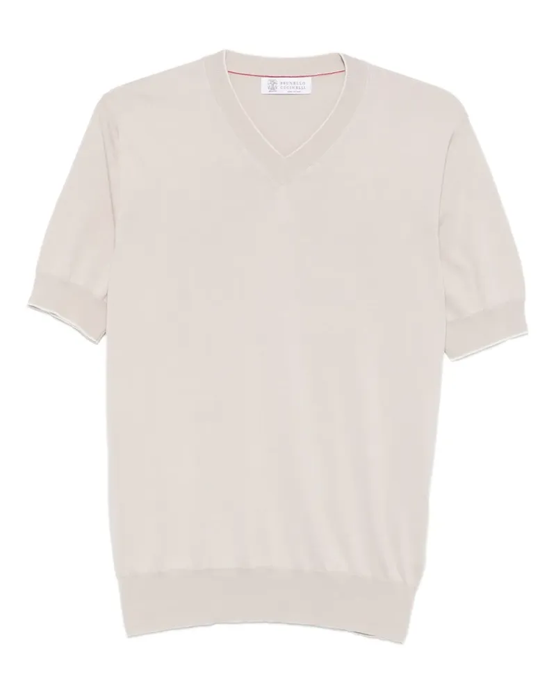 Brunello Cucinelli T-Shirt mit V-Ausschnitt - Nude Nude