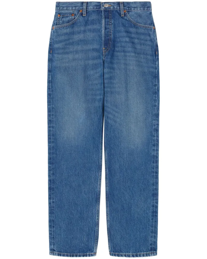 RE/DONE Straight-Leg-Jeans mit Kontrastnaht - Blau Blau