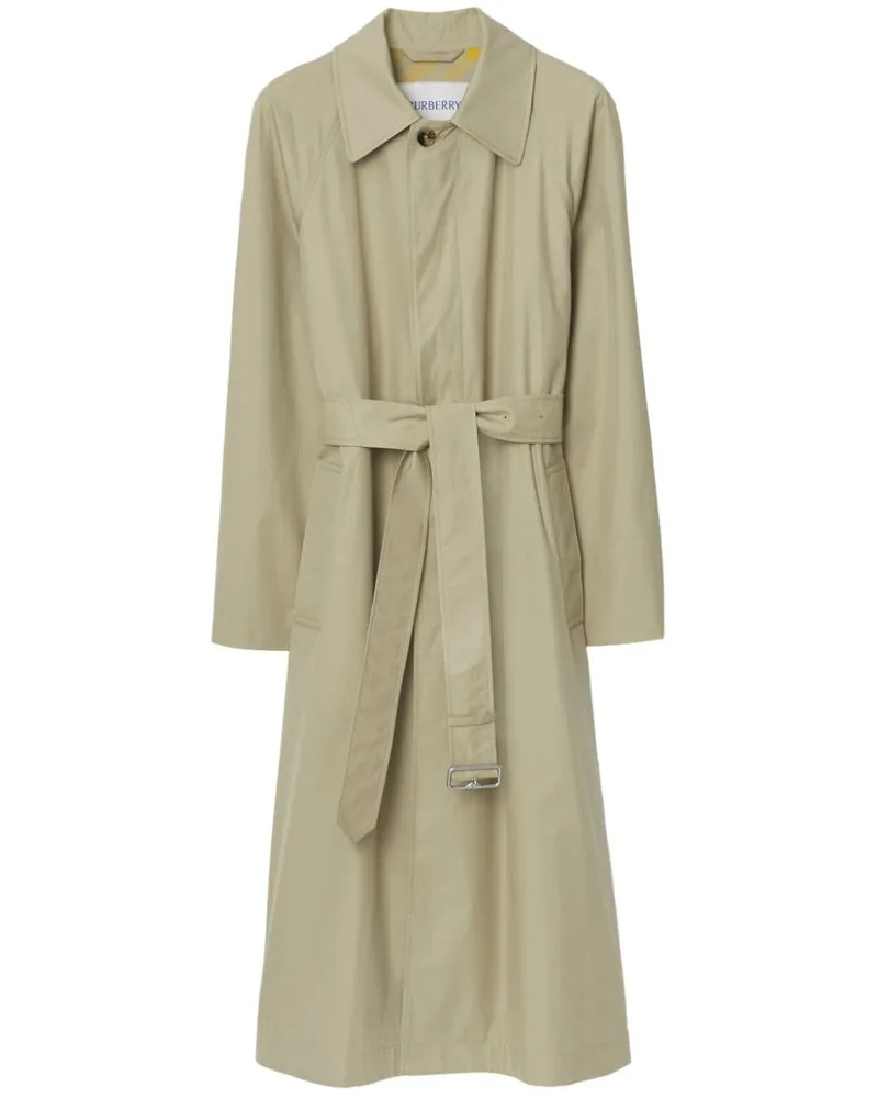 Burberry Langer Bradford Car Coat Gabardine-Mantel - Nude Nude