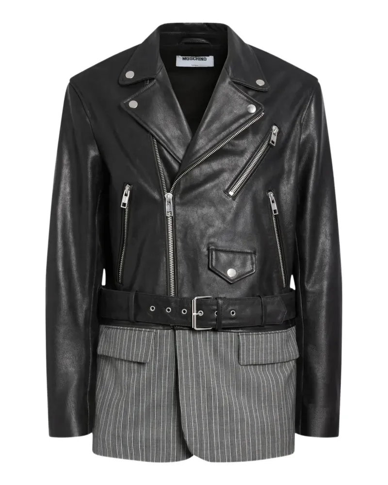 Moschino unstructured nappa-leather biker jacket - Schwarz Schwarz