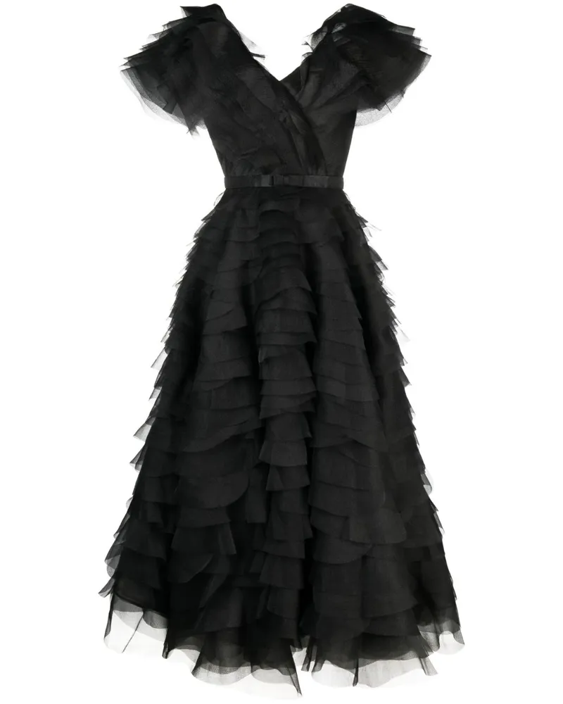 Ana Radu Maxikleid mit Rüschen - Schwarz Schwarz