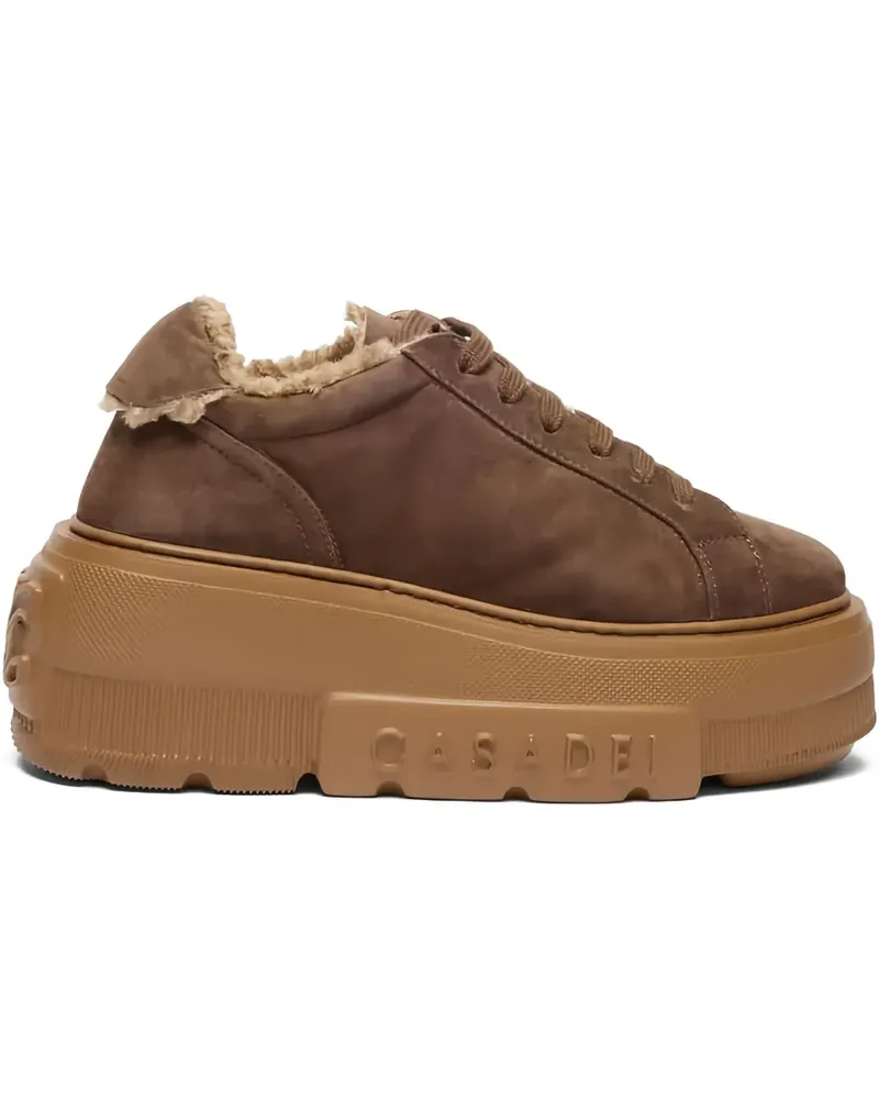 Casadei Alpsenales Nexus Plateau-Sneakers aus Shearling - Braun Braun